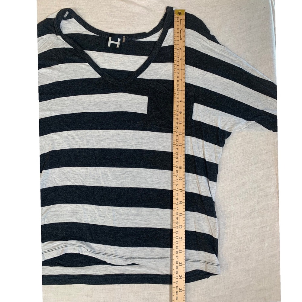 Heather By Bordeaux Knit Top Women's Black White Striped‎ Dolman Sleeve Tee - Picture 6 of 7